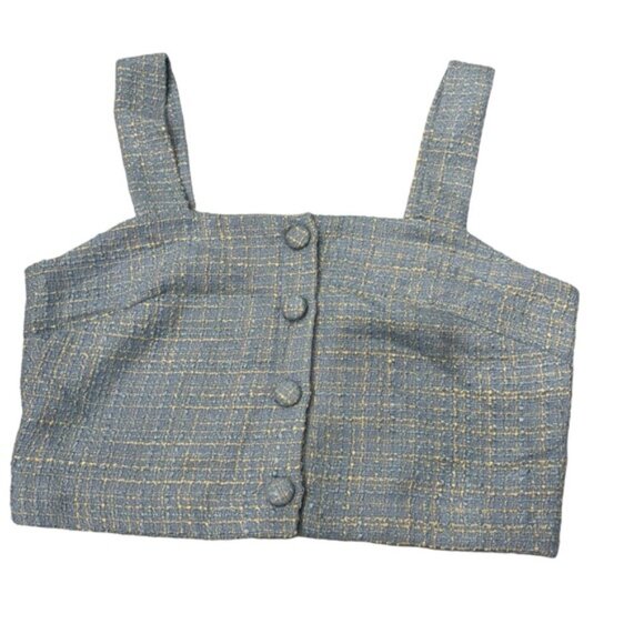 $425 JASON WU Baby Blue Tweed Plaid Matching Set High Rise Pants/Top Size 6 NWT - Picture 3 of 10